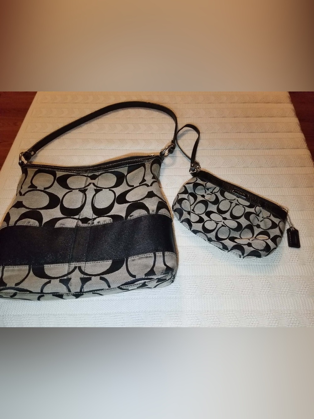 Vintage Coach Momograma Signature Canvas Shoulder Bag with Wristlet